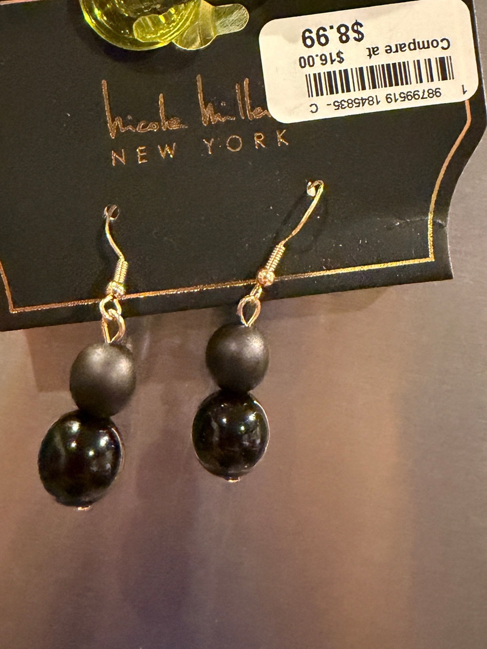Black Bead Nicole Miller Earrings